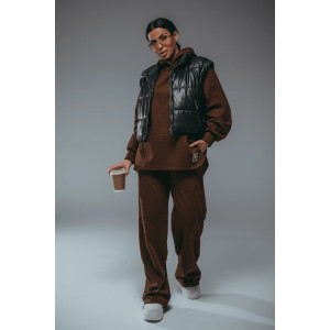 Костюм двойка женский "Соната" рибана жаккард пенье с лайкрой (р-ры: 44-58) коричневый