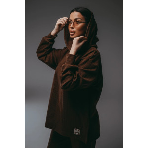 Костюм двойка женский "Соната" рибана жаккард пенье с лайкрой (р-ры: 44-58) коричневый