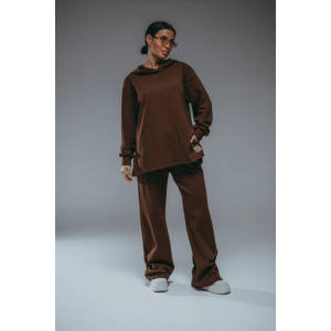 Костюм двойка женский "Соната" рибана жаккард пенье с лайкрой (р-ры: 44-58) коричневый