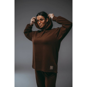 Костюм двойка женский "Соната" рибана жаккард пенье с лайкрой (р-ры: 44-58) коричневый