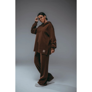 Костюм двойка женский "Соната" рибана жаккард пенье с лайкрой (р-ры: 44-58) коричневый