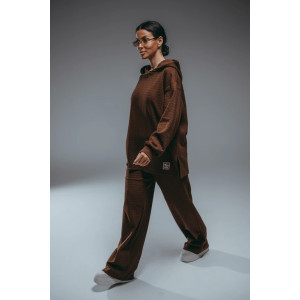 Костюм двойка женский "Соната" рибана жаккард пенье с лайкрой (р-ры: 44-58) коричневый