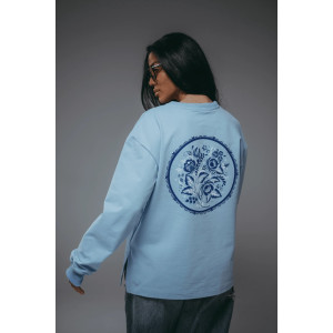 Свитшот женский "Русь" футер 2-х нитка пенье фирча (р-ры: 44-58) голубой Свитшот женский "Русь" футер 2-х нитка пенье фирча (р-ры: 44-58) голубой