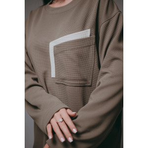 Свитшот женский "Дабл" трикотаж вафля (р-ры: 48-70) хаки Свитшот женский "Дабл" трикотаж вафля (р-ры: 48-70) хаки