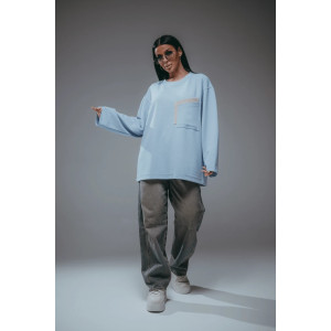 Свитшот женский "Дабл" трикотаж вафля (р-ры: 48-70) небесный Свитшот женский "Дабл" трикотаж вафля (р-ры: 48-70) небесный