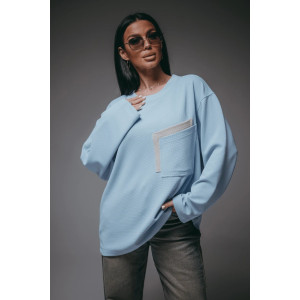 Свитшот женский "Дабл" трикотаж вафля (р-ры: 48-70) небесный Свитшот женский "Дабл" трикотаж вафля (р-ры: 48-70) небесный