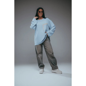 Свитшот женский "Дабл" трикотаж вафля (р-ры: 48-70) небесный Свитшот женский "Дабл" трикотаж вафля (р-ры: 48-70) небесный