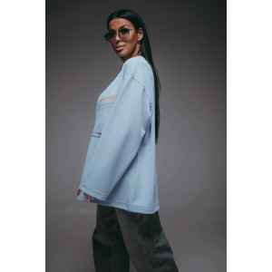 Свитшот женский "Дабл" трикотаж вафля (р-ры: 48-70) небесный Свитшот женский "Дабл" трикотаж вафля (р-ры: 48-70) небесный