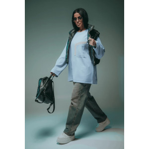 Свитшот женский "Дабл" трикотаж вафля (р-ры: 48-70) небесный Свитшот женский "Дабл" трикотаж вафля (р-ры: 48-70) небесный