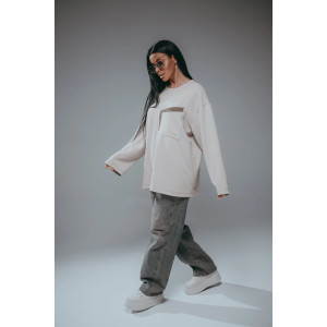 Свитшот женский "Дабл" трикотаж вафля (р-ры: 48-70) бежевый Свитшот женский "Дабл" трикотаж вафля (р-ры: 48-70) бежевый