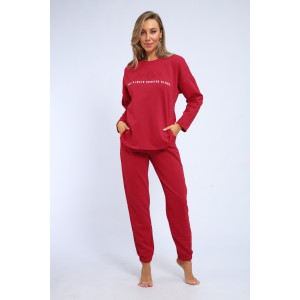 Пижама женская "Оливия" М391 футер (р-ры: 46-60) бордо