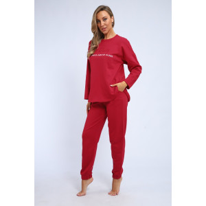 Пижама женская "Оливия" М391 футер (р-ры: 46-60) бордо