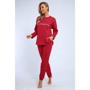 Пижама женская "Оливия" М391 футер (р-ры: 46-60) бордо