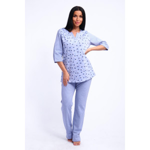 Пижама женская 01059 футер с начёсом (р-ры: 48-60) голубой