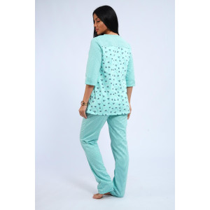 Пижама женская 01059 футер с начёсом (р-ры: 48-60) бирюзовый