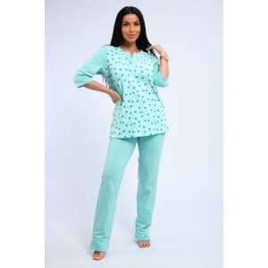 Пижама женская 01059 футер с начёсом (р-ры: 48-60) бирюзовый