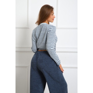 Костюм двойка женский "Крис ПС" махра (р-ры: 46-60) полоса синяя