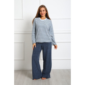 Костюм двойка женский "Крис ПС" махра (р-ры: 46-60) полоса синяя