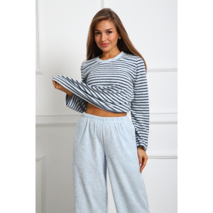 Костюм двойка женский "Крис ПС" махра (р-ры: 46-60) полоса голубая