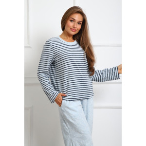 Костюм двойка женский "Крис ПС" махра (р-ры: 46-60) полоса голубая