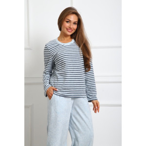 Костюм двойка женский "Крис ПС" махра (р-ры: 46-60) полоса голубая