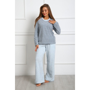 Костюм двойка женский "Крис ПС" махра (р-ры: 46-60) полоса голубая