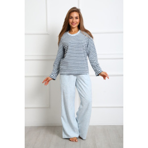 Костюм двойка женский "Крис ПС" махра (р-ры: 46-60) полоса голубая