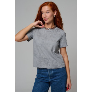 Футболка женская №7497 кулирка с лайкрой пенье (р-ры: 42-52) серый винтаж Футболка женская №7497 кулирка с лайкрой пенье (р-ры: 42-52) серый винтаж