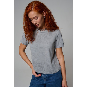 Футболка женская №7497 кулирка с лайкрой пенье (р-ры: 42-52) серый винтаж Футболка женская №7497 кулирка с лайкрой пенье (р-ры: 42-52) серый винтаж