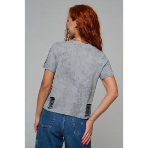 Футболка женская №7497 кулирка с лайкрой пенье (р-ры: 42-52) серый винтаж Футболка женская №7497 кулирка с лайкрой пенье (р-ры: 42-52) серый винтаж