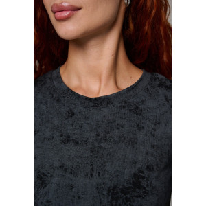 Футболка женская №7497 кулирка с лайкрой пенье (р-ры: 42-52) черный винтаж