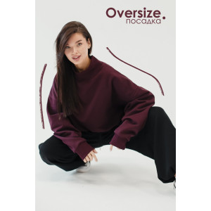 Худи женское №057038 футер на флисе (р-ры: 44-56) бордовый Худи женское №057038 футер на флисе (р-ры: 44-56) бордовый