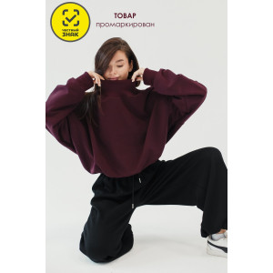 Худи женское №057038 футер на флисе (р-ры: 44-56) бордовый Худи женское №057038 футер на флисе (р-ры: 44-56) бордовый