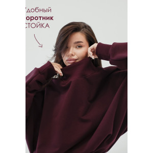 Худи женское №057038 футер на флисе (р-ры: 44-56) бордовый Худи женское №057038 футер на флисе (р-ры: 44-56) бордовый