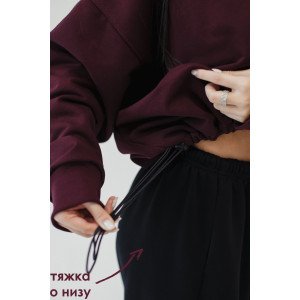 Худи женское №057038 футер на флисе (р-ры: 44-56) бордовый Худи женское №057038 футер на флисе (р-ры: 44-56) бордовый
