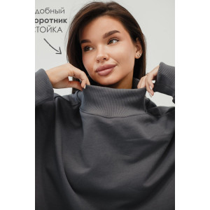 Худи женское №057038 футер на флисе (р-ры: 44-56) серый Худи женское №057038 футер на флисе (р-ры: 44-56) серый