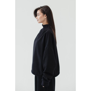 Худи женское №057038 футер на флисе (р-ры: 44-56) черный