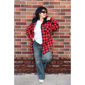 Рубашка женская "Дебют" флис (р-ры: 48-58) красный