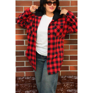 Рубашка женская "Дебют" флис (р-ры: 48-58) красный