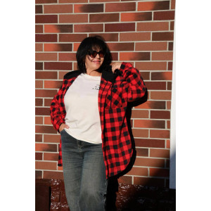 Рубашка женская "Дебют" флис (р-ры: 48-58) красный