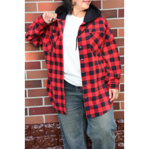 Рубашка женская "Дебют" флис (р-ры: 48-58) красный