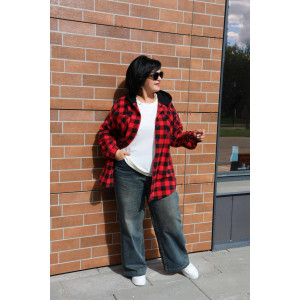 Рубашка женская "Дебют" флис (р-ры: 48-58) красный