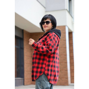 Рубашка женская "Дебют" флис (р-ры: 48-58) красный