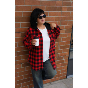 Рубашка женская "Дебют" флис (р-ры: 48-58) красный