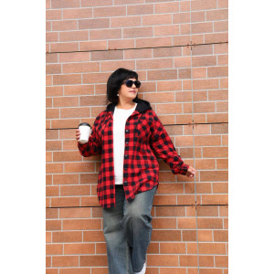 Рубашка женская "Дебют" флис (р-ры: 48-58) красный