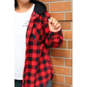 Рубашка женская "Дебют" флис (р-ры: 48-58) красный