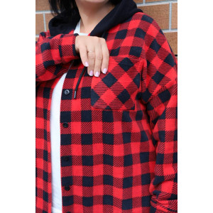 Рубашка женская "Дебют" флис (р-ры: 48-58) красный