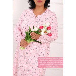 Сорочка женская "Нежность" футер (р-ры: 48-62) розовый