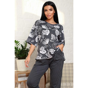 Костюм двойка женский №1798/6 кулирка (р-ры: 48-62) графит