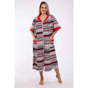 Халат женский "Кокетка" кулирка (р-ры: 64-70) 3д полоса Халат женский "Кокетка" кулирка (р-ры: 64-70) 3д полоса